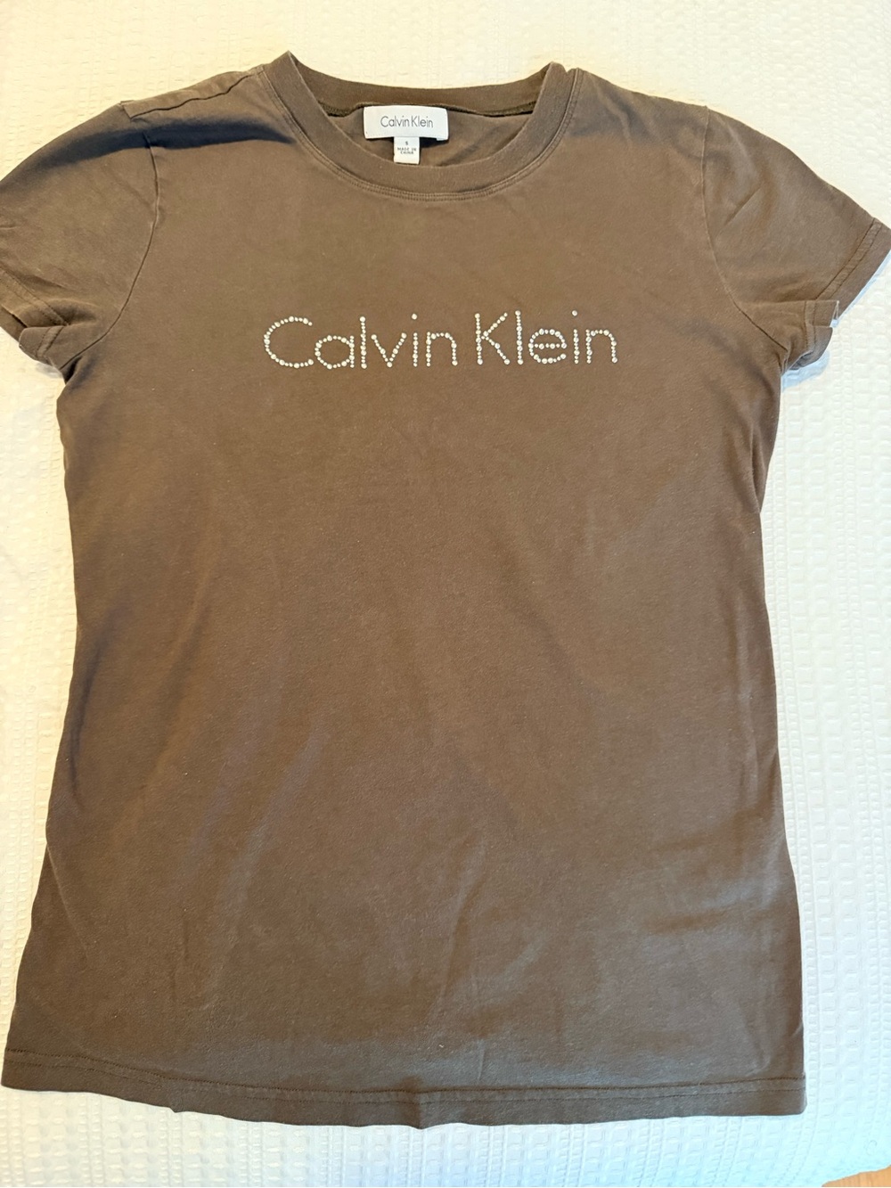 Calvin Klein olive GreenLogo Short Sleeve Women's Tee